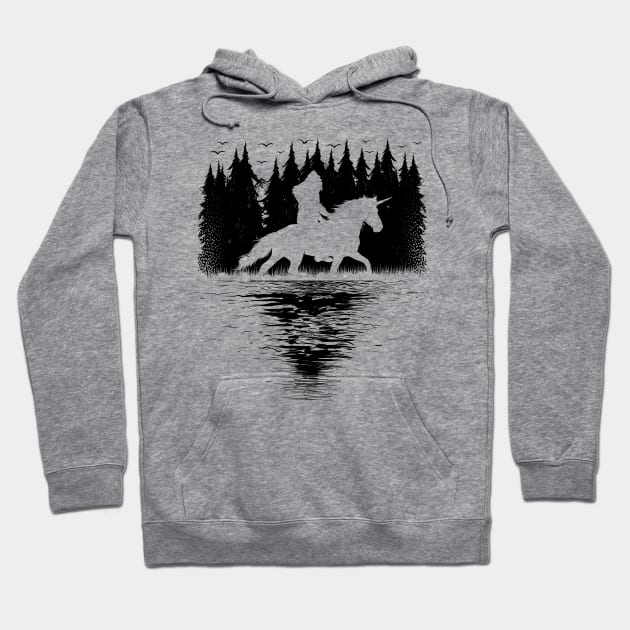 bigfoot riding unicorn Hoodie by Tesszero